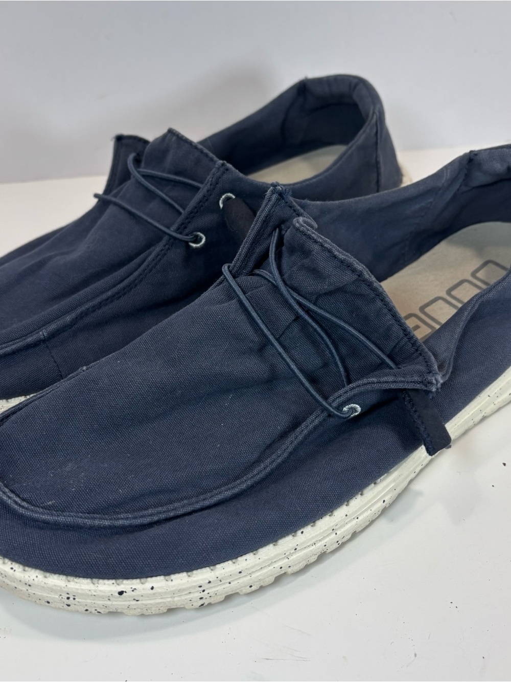 Hey Dude Women’s Navy Blue Wendy Soft Canvas  Slip On Shoes -Speckle Soles Sz 11